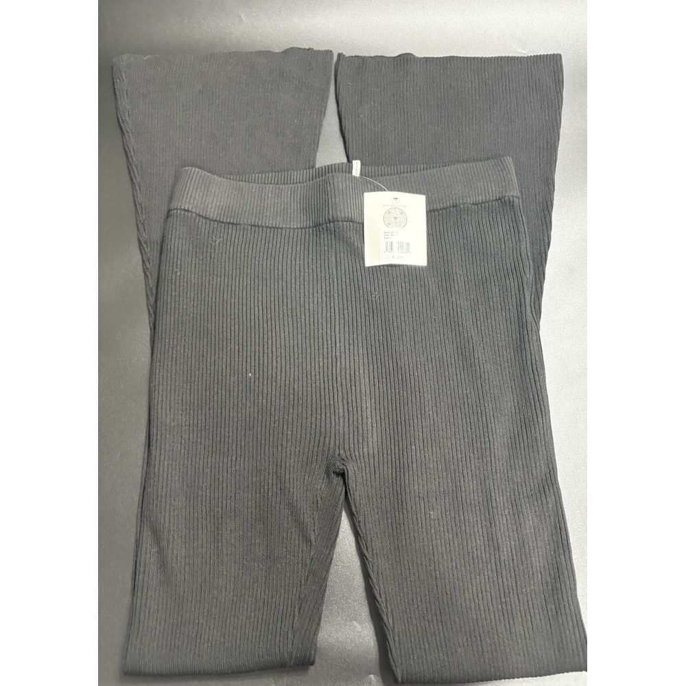 Lita by Ciara NWT Rib Organic Cotton Flare Pants in‎ Black Large MSRP $228